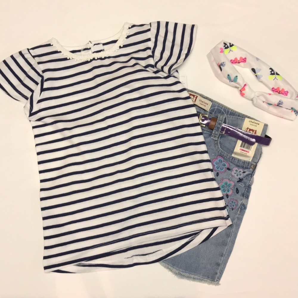 Carter’s Girls Navy & White Striped Top